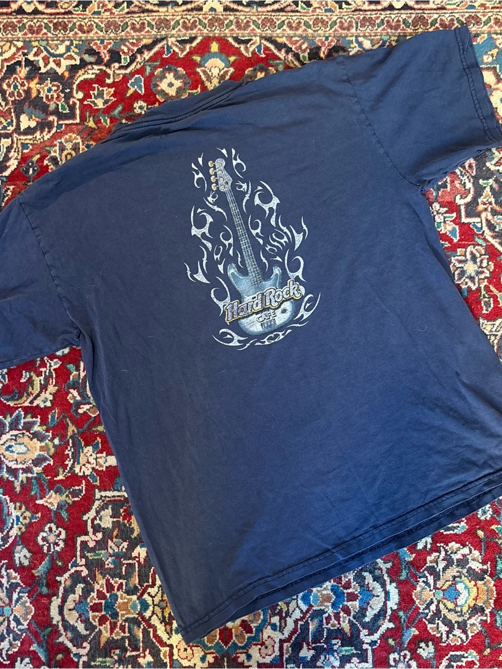 Vintage Hard Rock Cafe Navy Blue Guitar Flame Graphic Tee